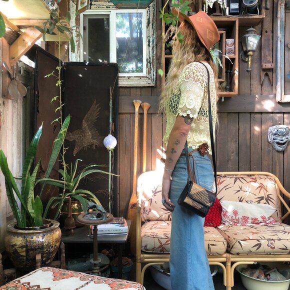 Rattan and Leather Mini Shoulder Bag - Picture 10 of 10